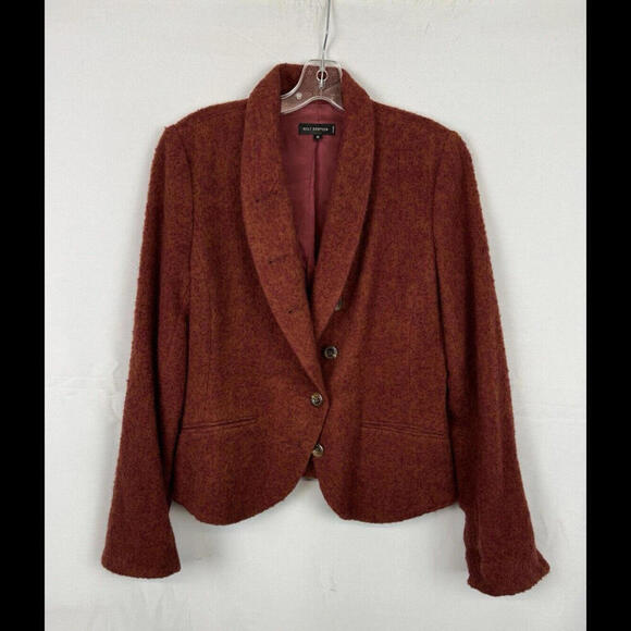 Jackets & Blazers - Holt Refrew Wool Blend Assymetric Button Jacket Brown Burgundy Size 12 US